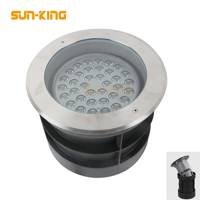 Outdoor IP67 warm white 3000K round decorative wall recessed ground adjustable uplight 18 watt 36W LED inground floor lamp