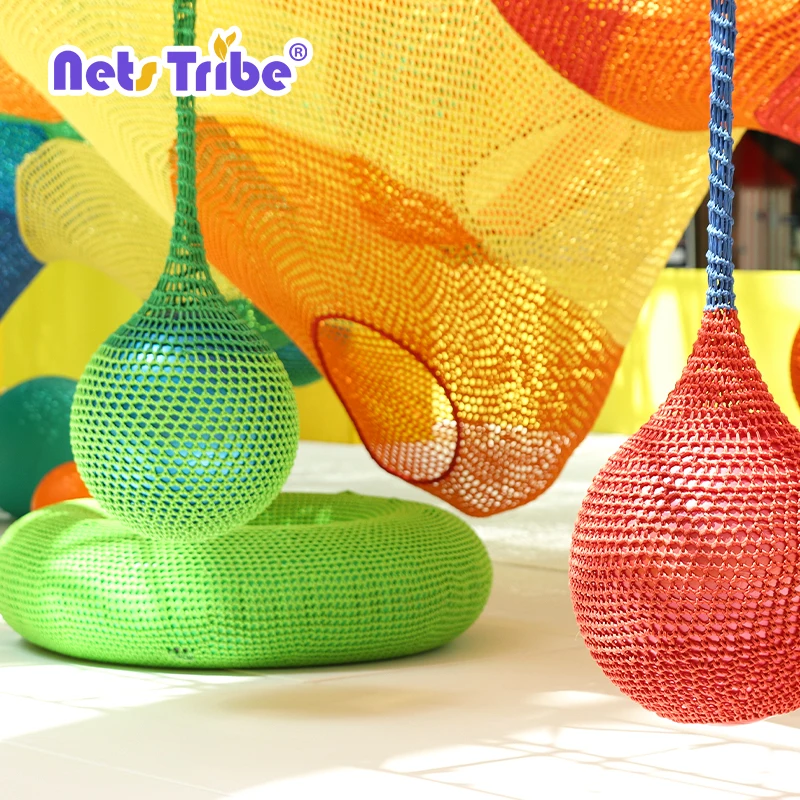 Handmade Crochet Rope climbing Net Play ground for kids amusement equipment indoor slides