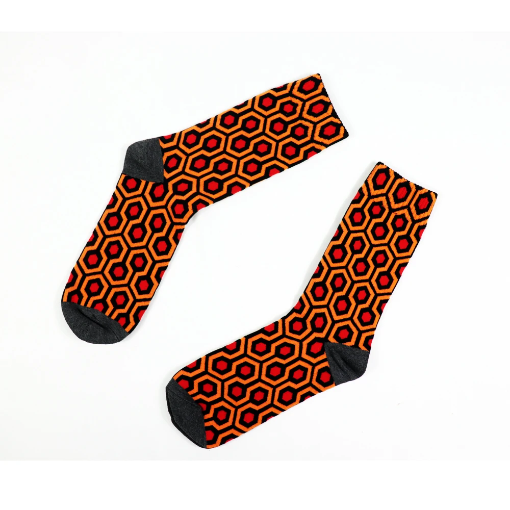 classic  horror the shining overlook hotel carpet retro hexagon pattern horror movie spooky scary Halloween gift socks