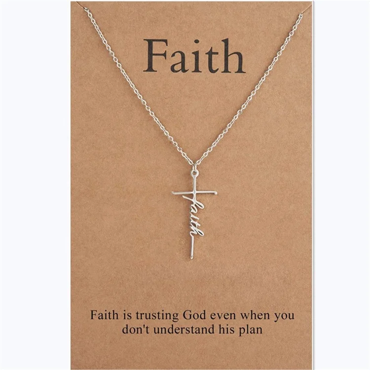 Faith Cross Necklace Faith Hope Believe Pendant Necklace Religious Jewelry for Women