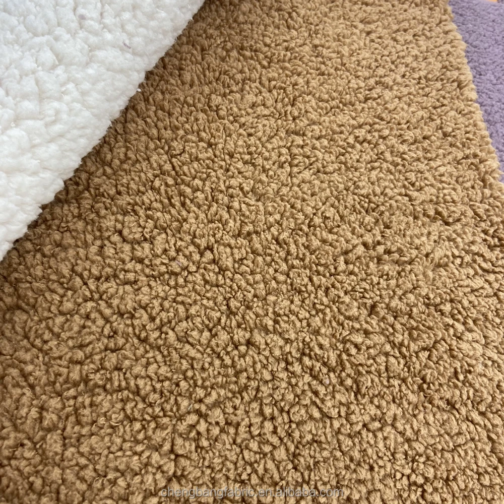 Four way stretchy very soft short pile polyester spandex sherpa fleece fabric for bolster, cover accessories