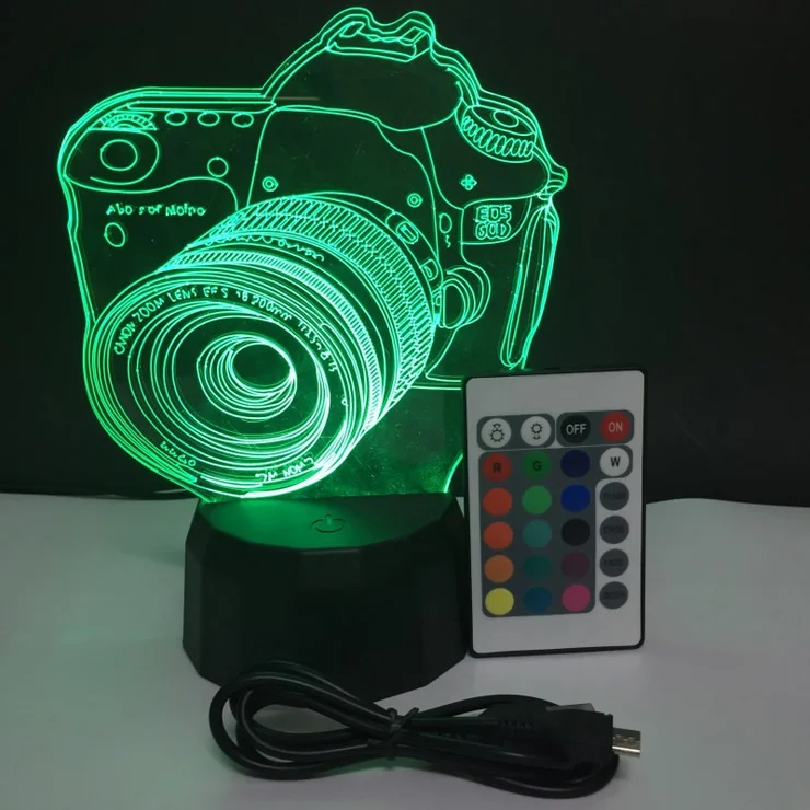 16 Colors RGB LED Lamp Bases for 3D Led Night Light Lamp ABS Acrylic Black Touch Base with USB Cable and Remote Control