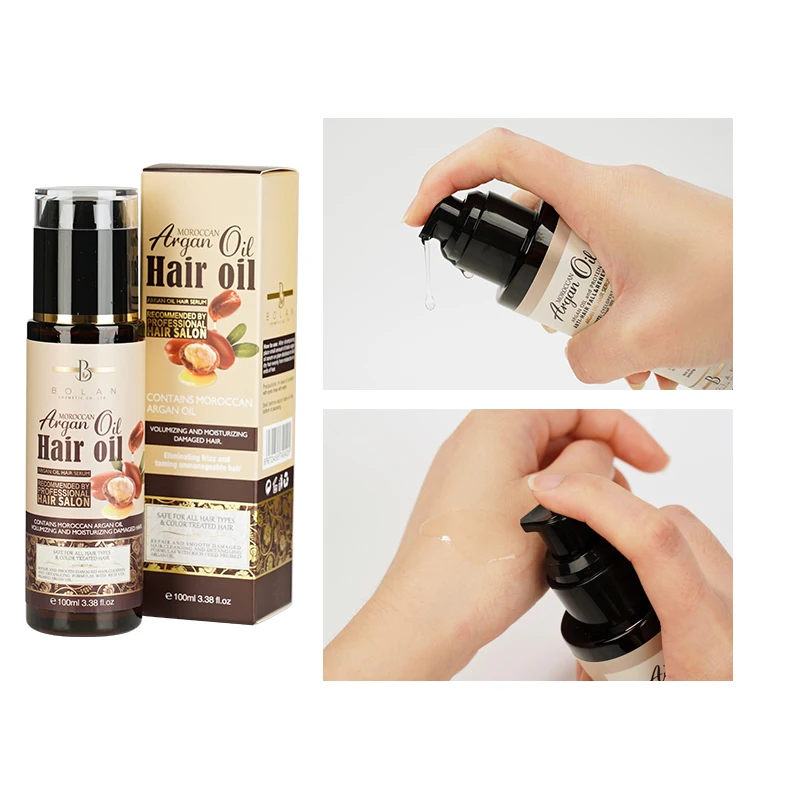 
Private label pure 100% natural Argan hair oil for hair growth glass bottles 