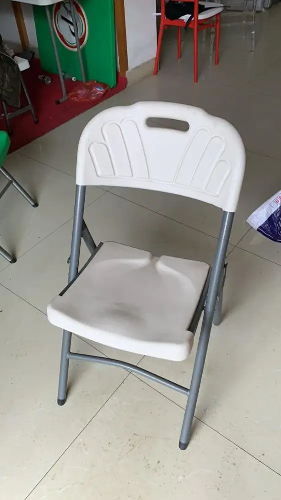 Folding Plastic top metal base big round outdoor table plastic tables and chairs