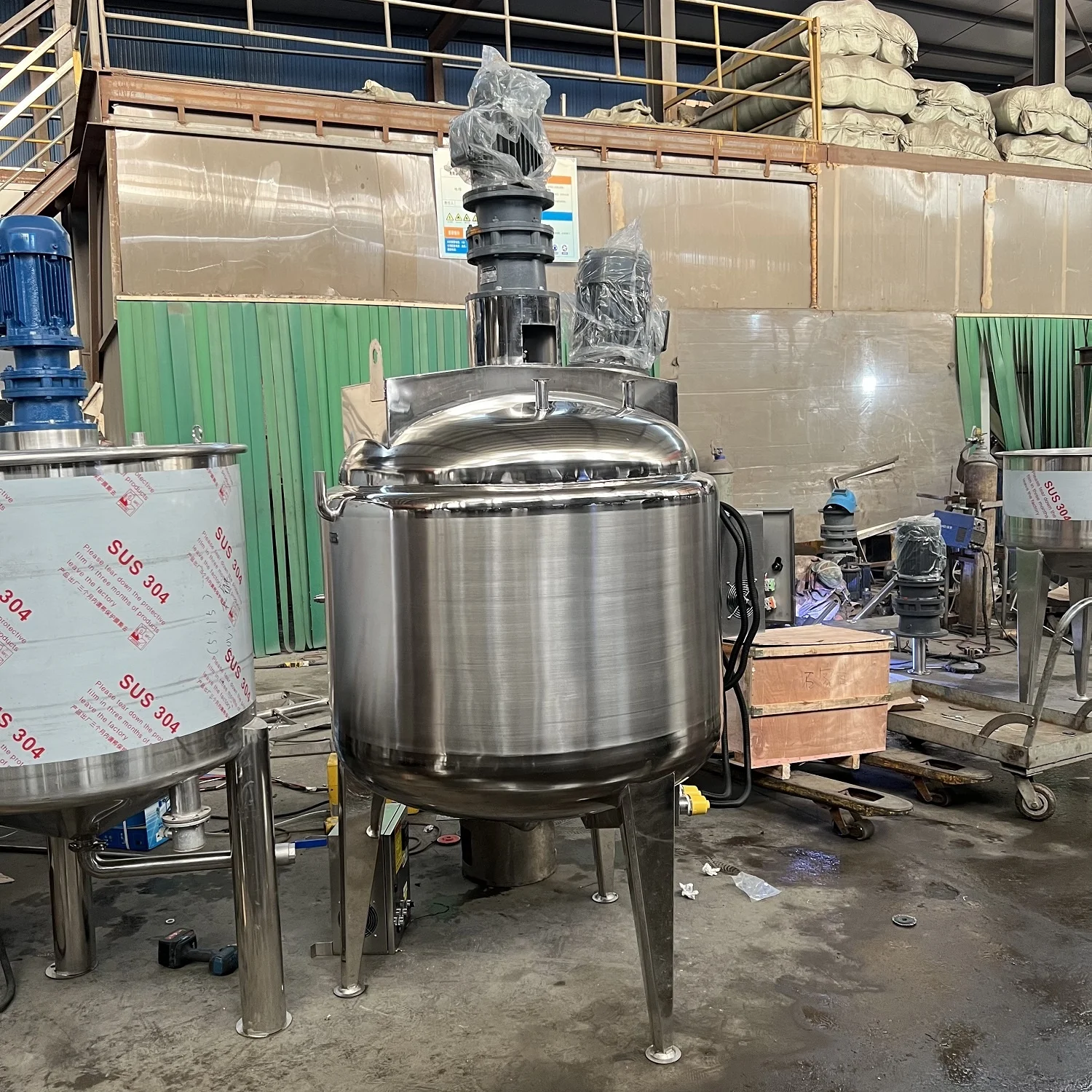 Liquid Storage Emulsifying Drum Disperser Homogenizer Tank Electric Steam Heating Mixer Jacketed Vessel Agitator Reactor