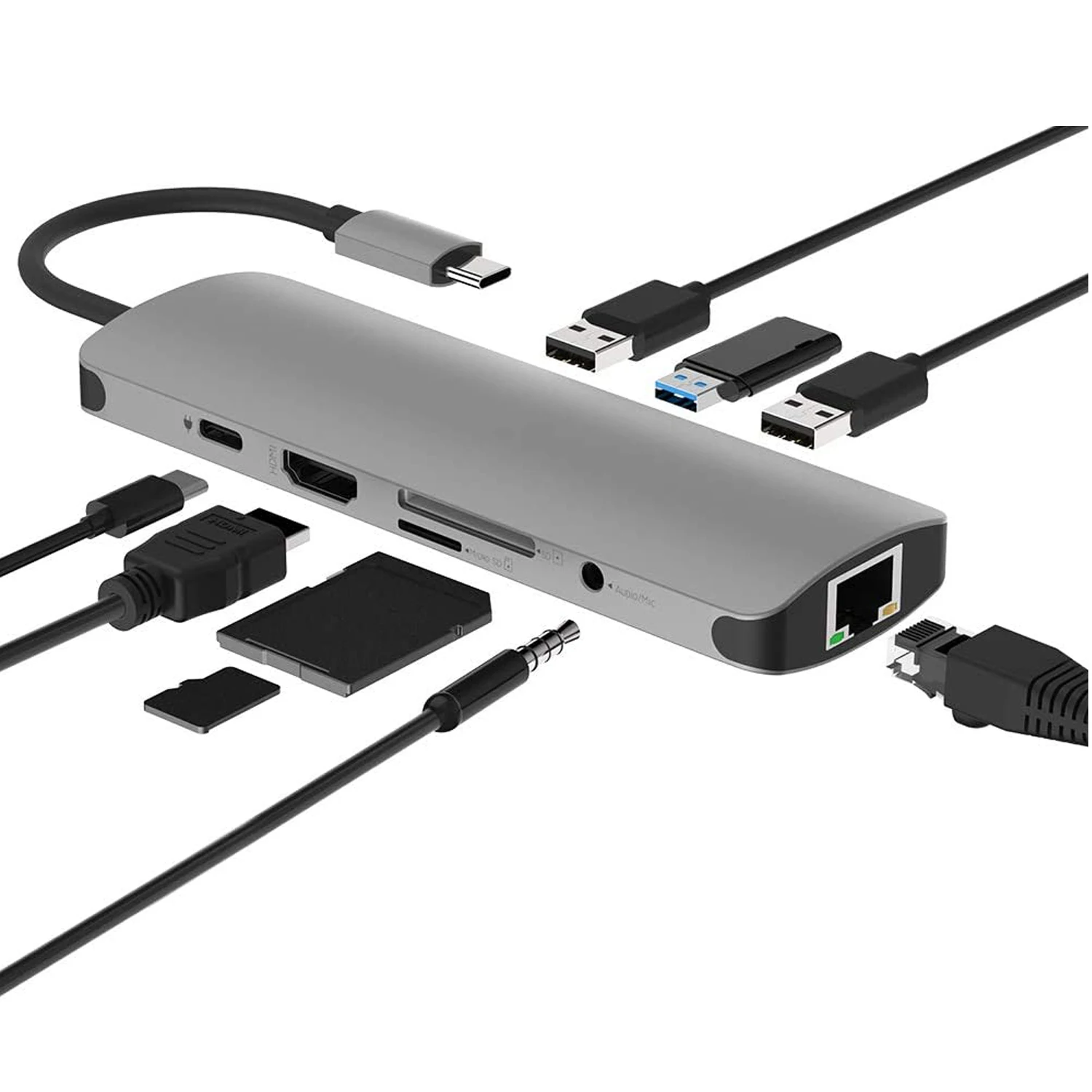 Многофункциональный 5 6 7 8 9 10 11 12 в 1 Usb Type C для HDTV 4K RJ45 SD/TF кардридер адаптер Macbook концентратор