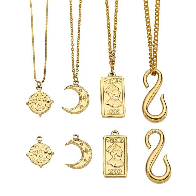 Stainless Steel Cross Pendants Sun Moon Stars Small Pendant Retro Necklace Bracelet Jewelry Accessories