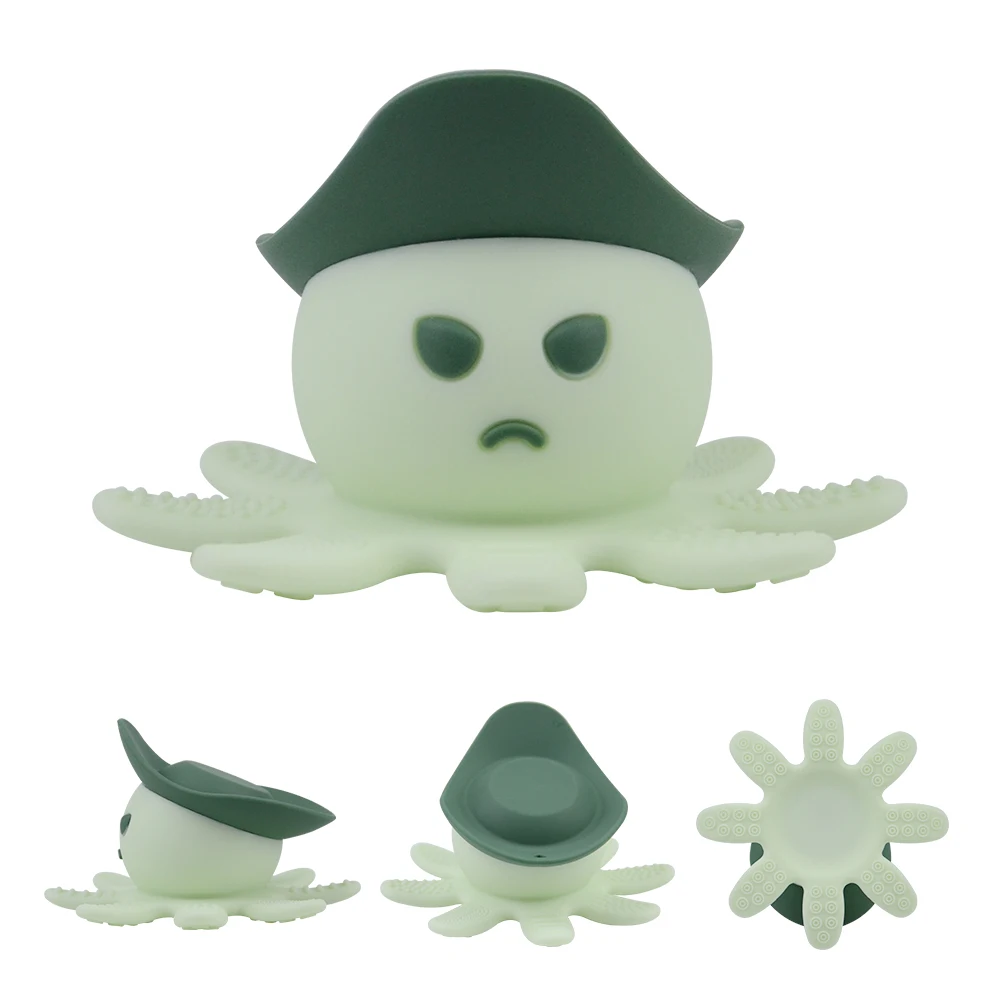 Hot Seller BPA Free Cartoon Captain octopus Teether Sensory Toys Teething Silicone Baby Teether