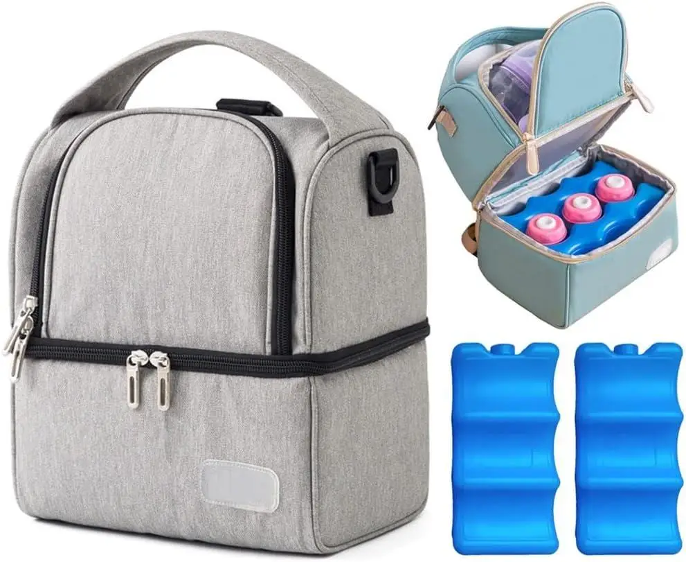Large Capacity Cooler Bag Breast feeding Baby Diaper Bag Tote Mommy Breast Pump Bag For Working Mom