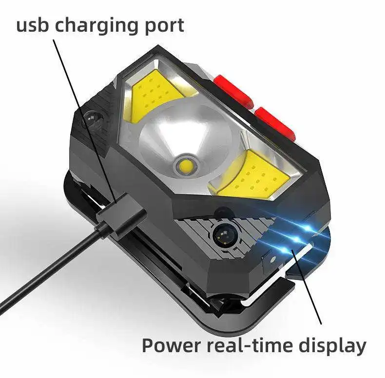 USB Rechargeable COB Outdoor LED Headlamp With Motion Sensor Function Super Bright 6 Modes Red Light Headlight