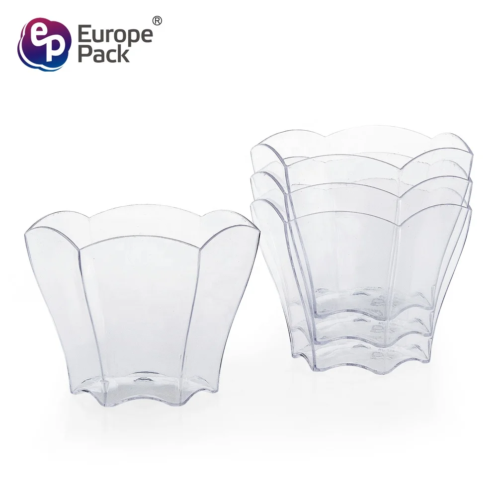 Europe-Pack 70ml 2.5OZ  flower shape mini disposable clear plastic dessert cup