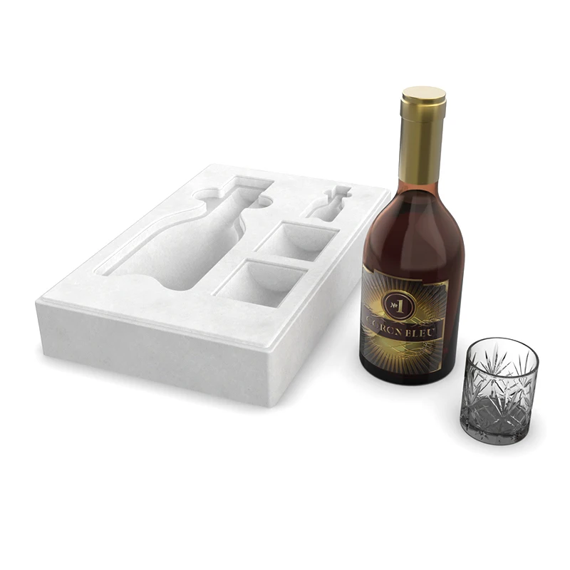 Wholesale Manufacturer Custom Eco-Friendly Recyclable Wet Press Molded Sugarcane Tray Pulp for Wine Gift Box