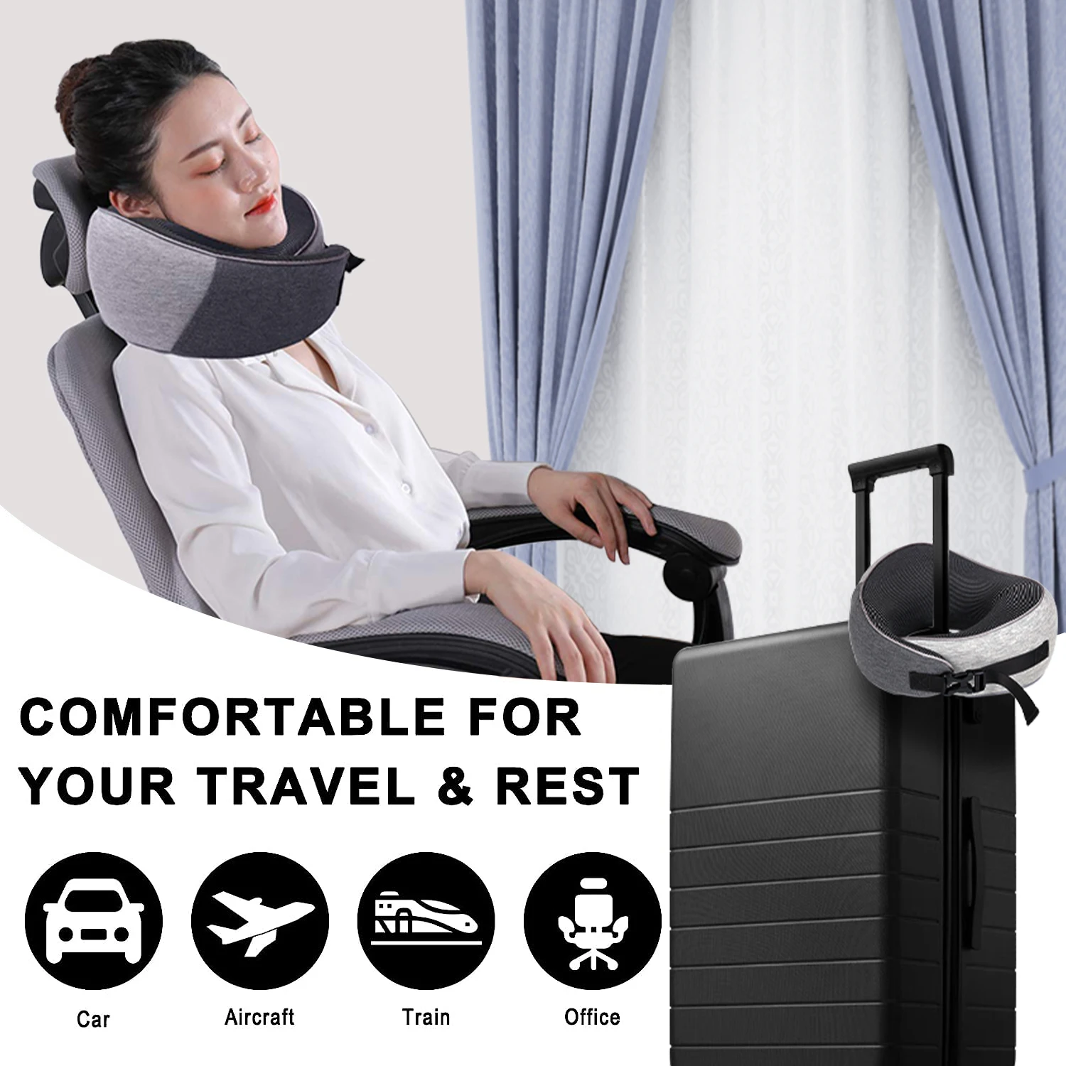 Ready to Ship 3 in 1 Hot Selling Superior Memory Foam Neck Pillow Relieve Neck Fatigue for Airplane Car Travel Neck Pillow