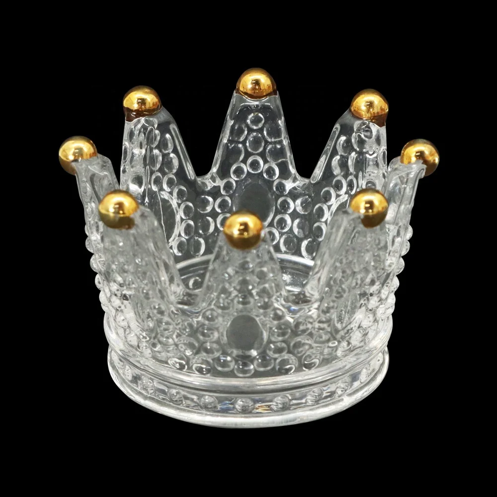 
Large in stock Unbreakable Crystal Ash trays Crown Shape Clear Glass Smoking Cigarette Ashtray with Slot to Hold Cigar 