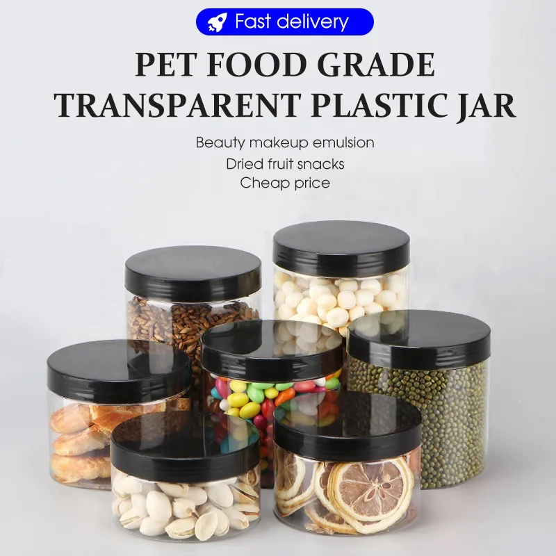 Фабрика 2 унции 3 унции 4 унции 6 унций 8 унций 50 г 80 г 100 г еда мед печенья прозрачная пластиковая банка для домашних животных для специй пластиковая Косметическая банка для крема с крышкой