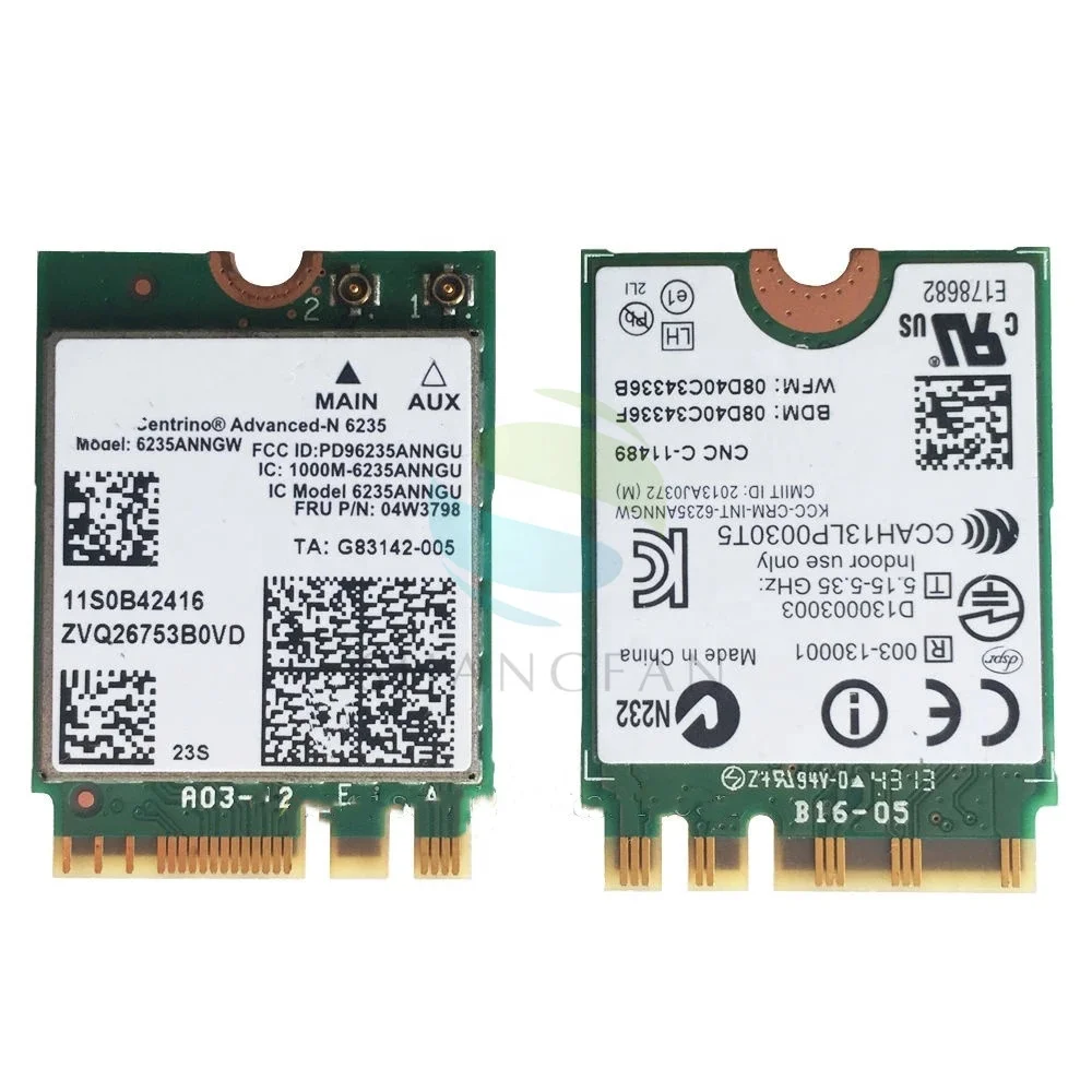 6235ANNGW 6235 NGFF 300 Мбит/с 2 4/5G BT4.0 04W3798 карта для T431SP