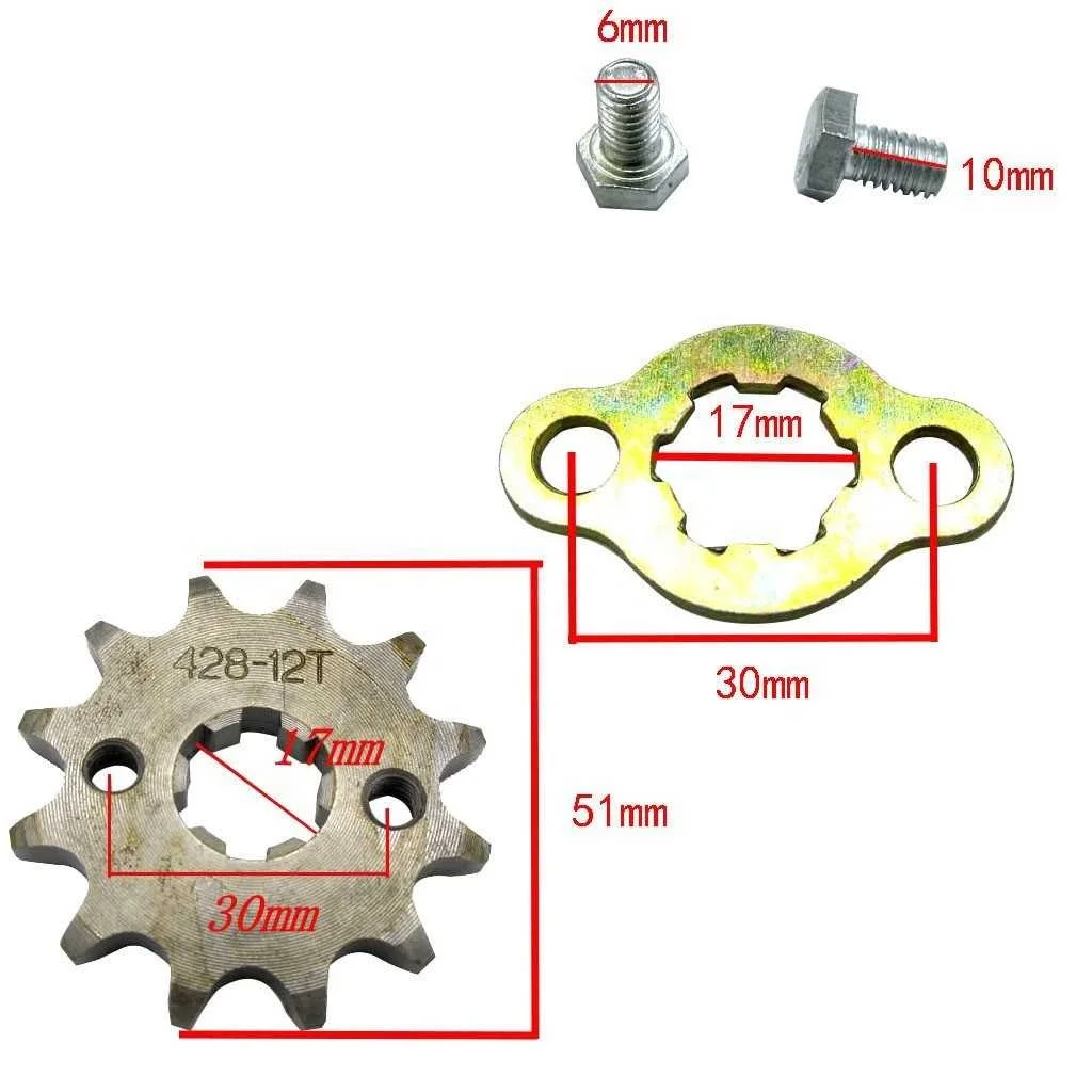 Motorcycle Parts 20MM/17MM ID 428 Small Sprocket 10-19T Tooth Flywheel