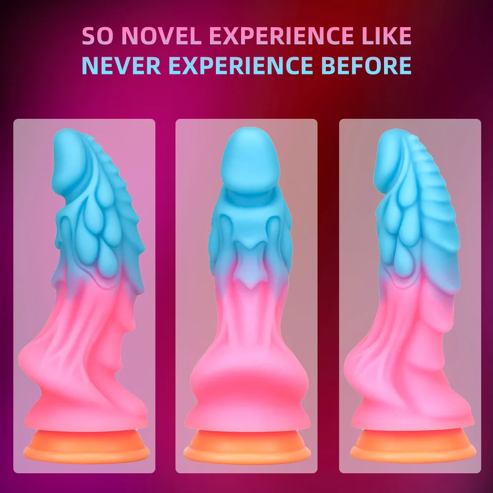 2023 Hot Sale Luminous Purple Alien Variant Luminous Huge Dildo Realistic Monster Fantasy Dragon Adult Sexy Toy Dildo For Women