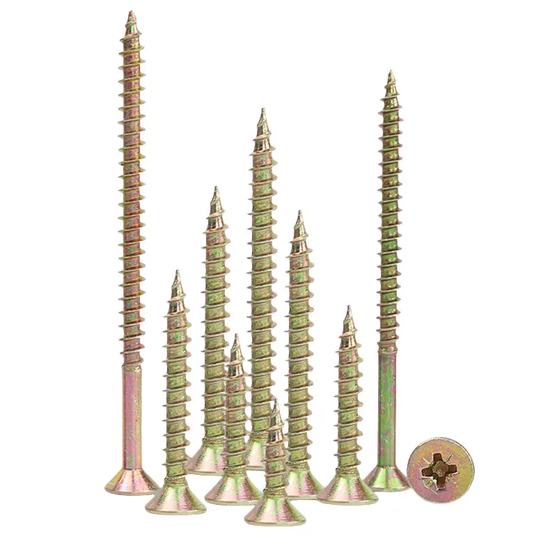 Heavy Duty 5x55mm Drywall Screws Yellow Zinc & Black Oxide Plated ISO Standard Industrial Use-Steel Stainless Steel Brass