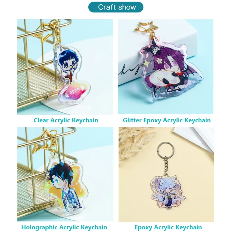 Wholesale Custom Printed Acrylic Charms Cute Anime Plastic Holographic Acrylic Keychain