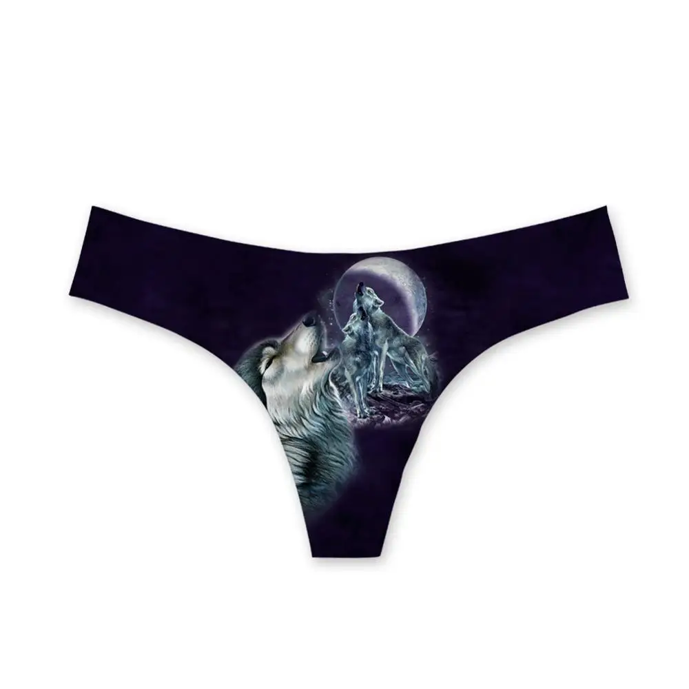 3D Print Animal Wolf G string Sexy Lingerie Ladies Briefs Underwear Women Calcinha Seamless Tanga Thong For Girls
