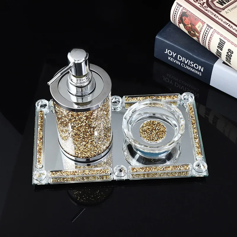Hot Sell Bathroom Factory Price Wholesale Direct Sales Gold Silver Crystal Washing Set