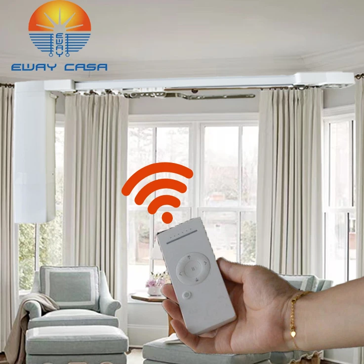 Smart Home Automatic Curtain System Electric Motor Track Battery Remote Control Electric Curtain Rail CM_JC50SLEU_1.2