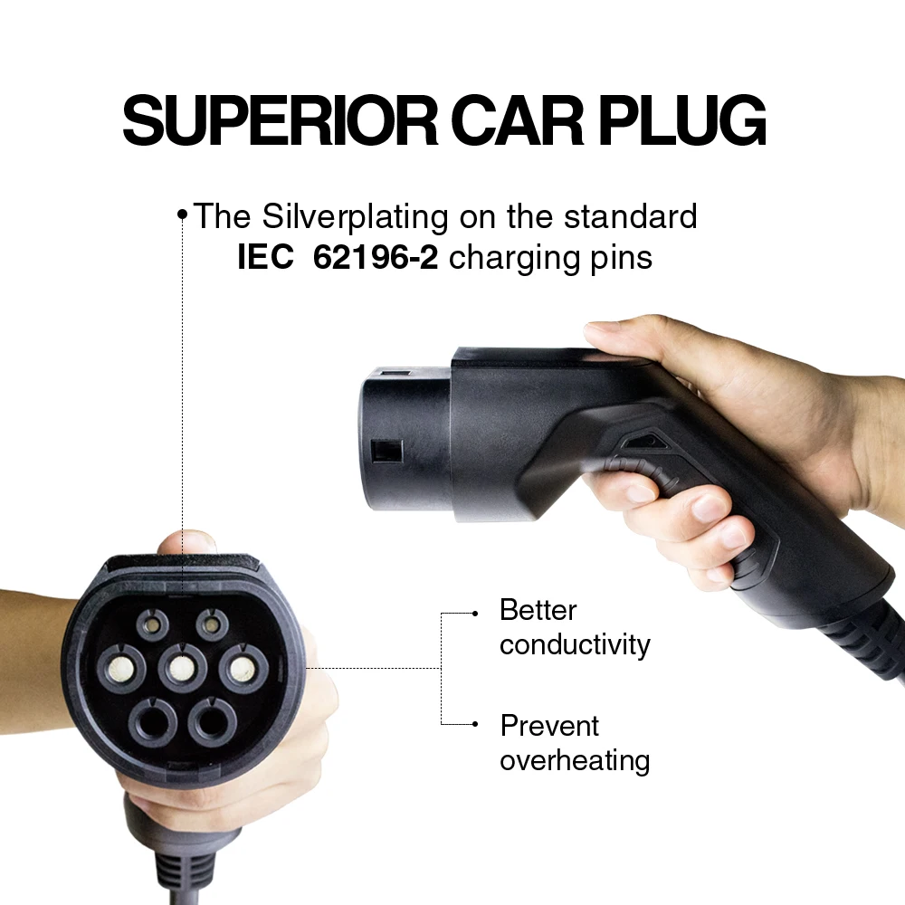  2020 горячая Распродажа 32A 1 фаза 7 кВт Тип 2 EV зарядный кабель со штекером на