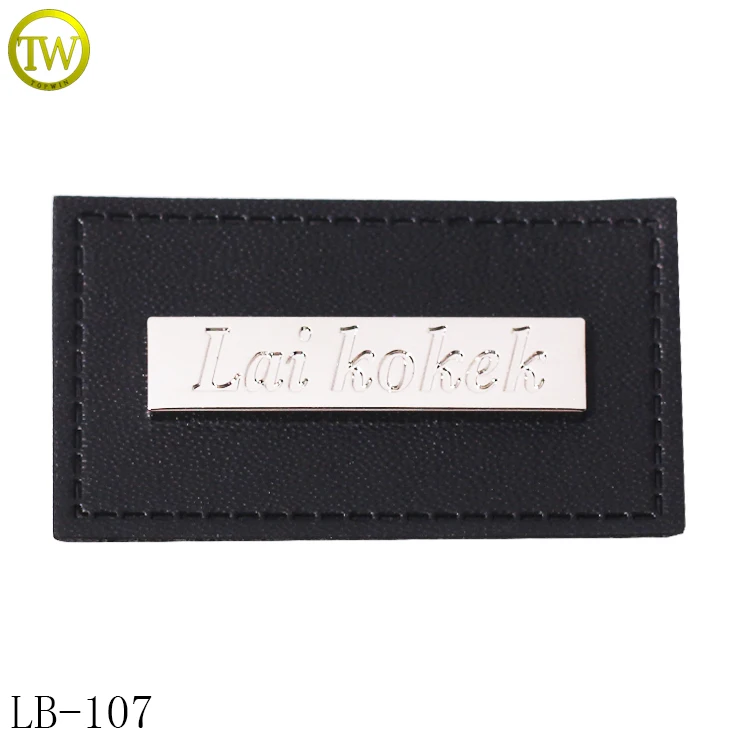 Custom Soft Pu Leather Tags Logo Leather Clothing Label Beanie Knitting  Laser Faux Leather Crochet Tag With Metal label