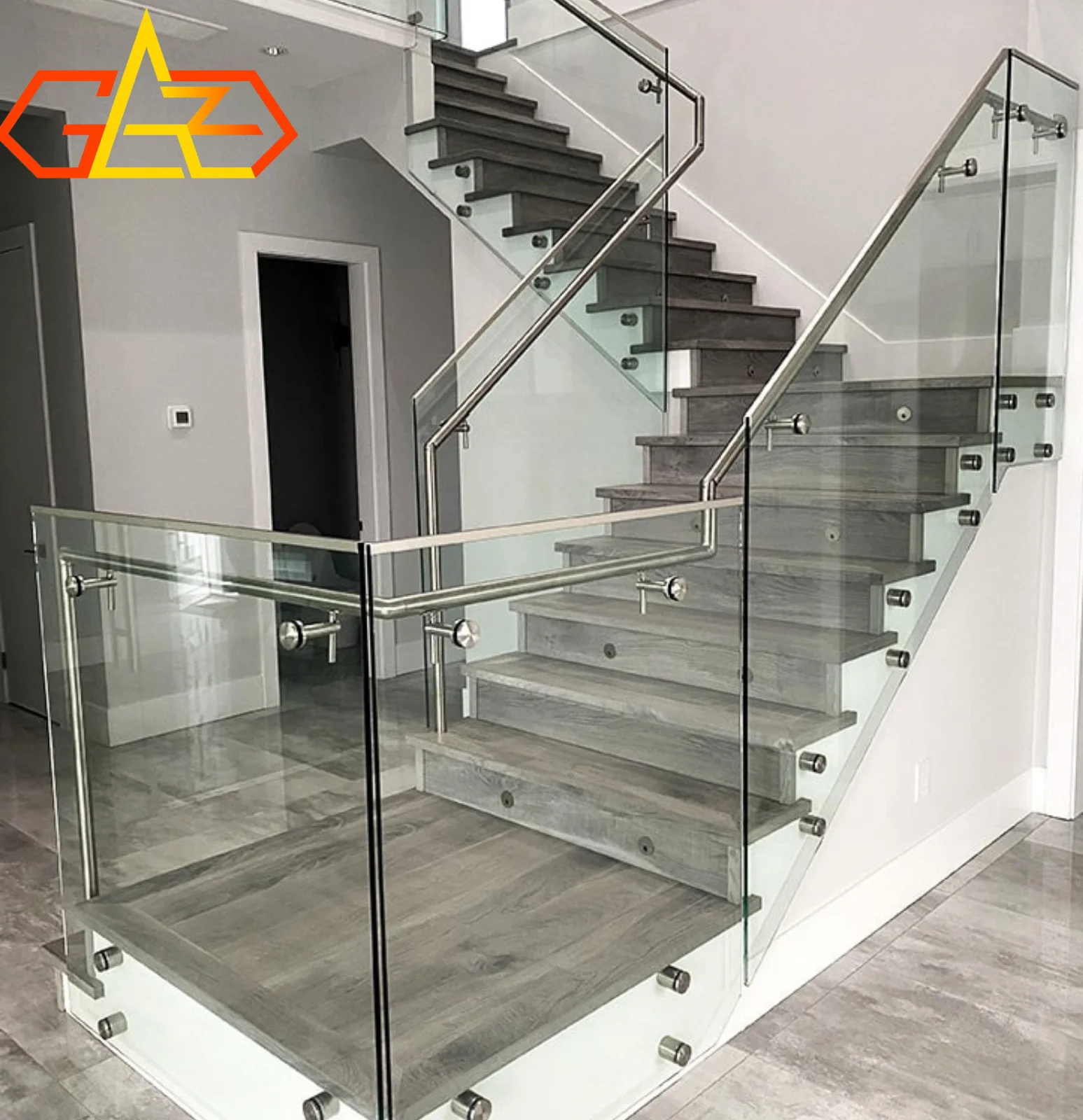 Chrome Metal Balustrade steel pipe railing stair handrail designs