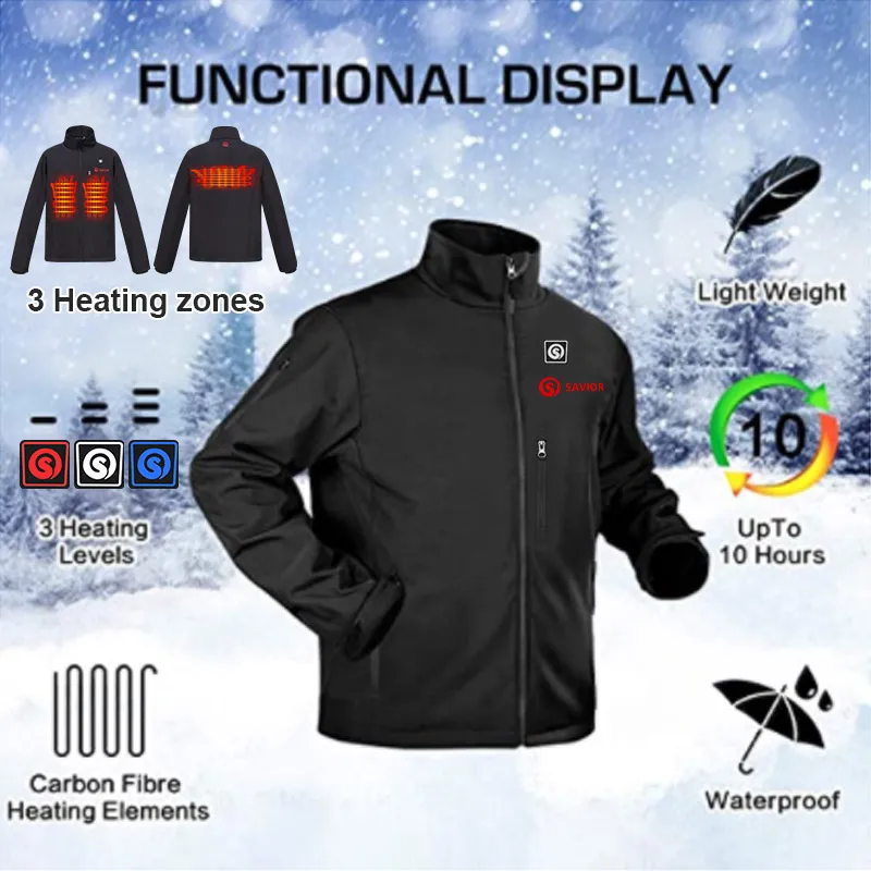 Custom Men Waterproof Breathable Heating Jacket Outdoor Hiking Heated Jacket