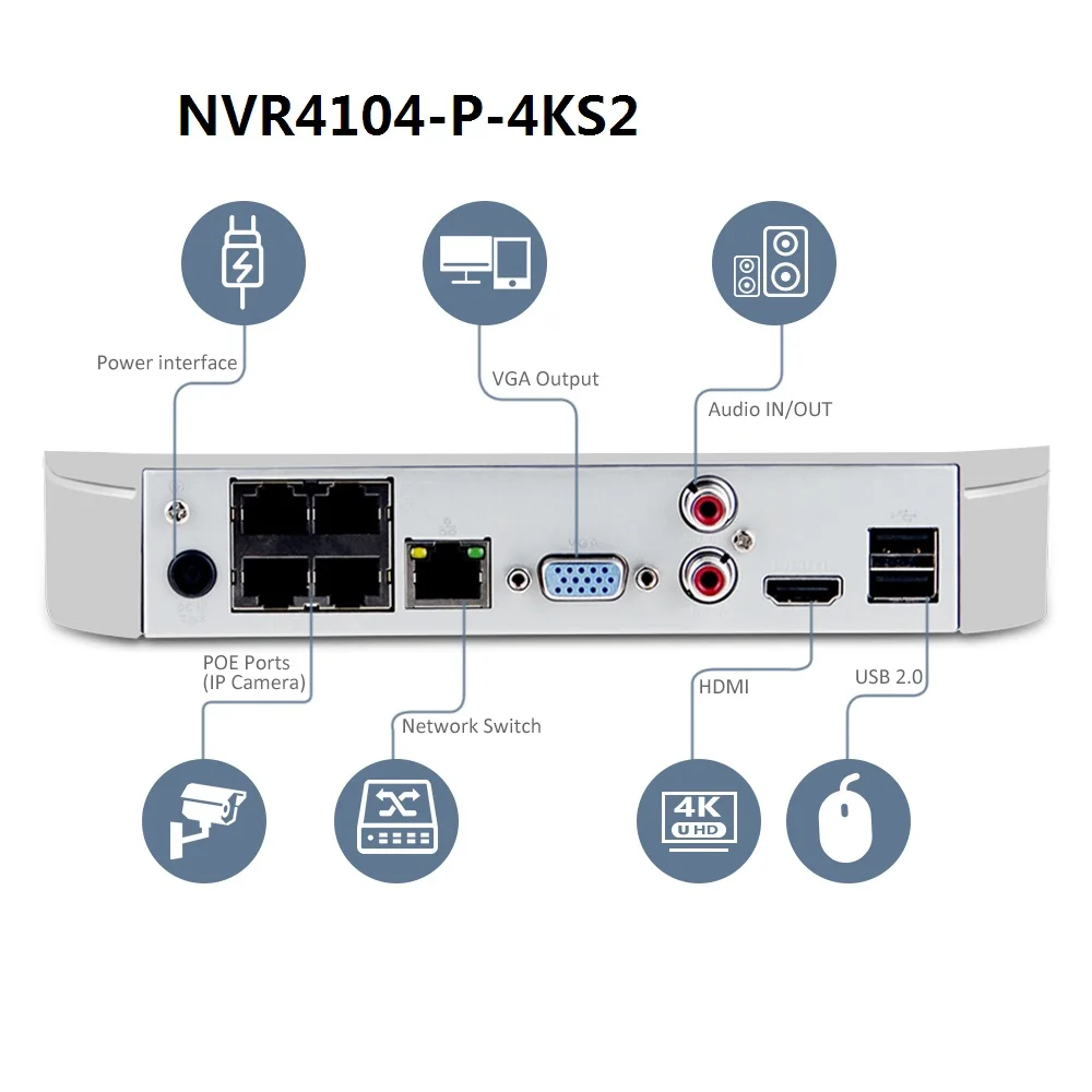 NVR4104-P-4KS2/L поддержка H.265 IP камера 2018 Лидер продаж 4 к NVR NVR4104-P-4KS2 канала порта Poe сетевой