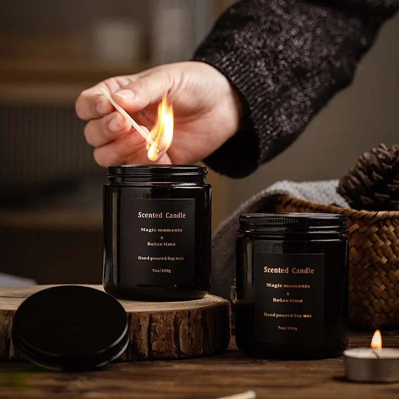 Hot Sale Scented Luxury Soy Wax Candles In Glass Jar Aromatic candles Customized Golden Logo