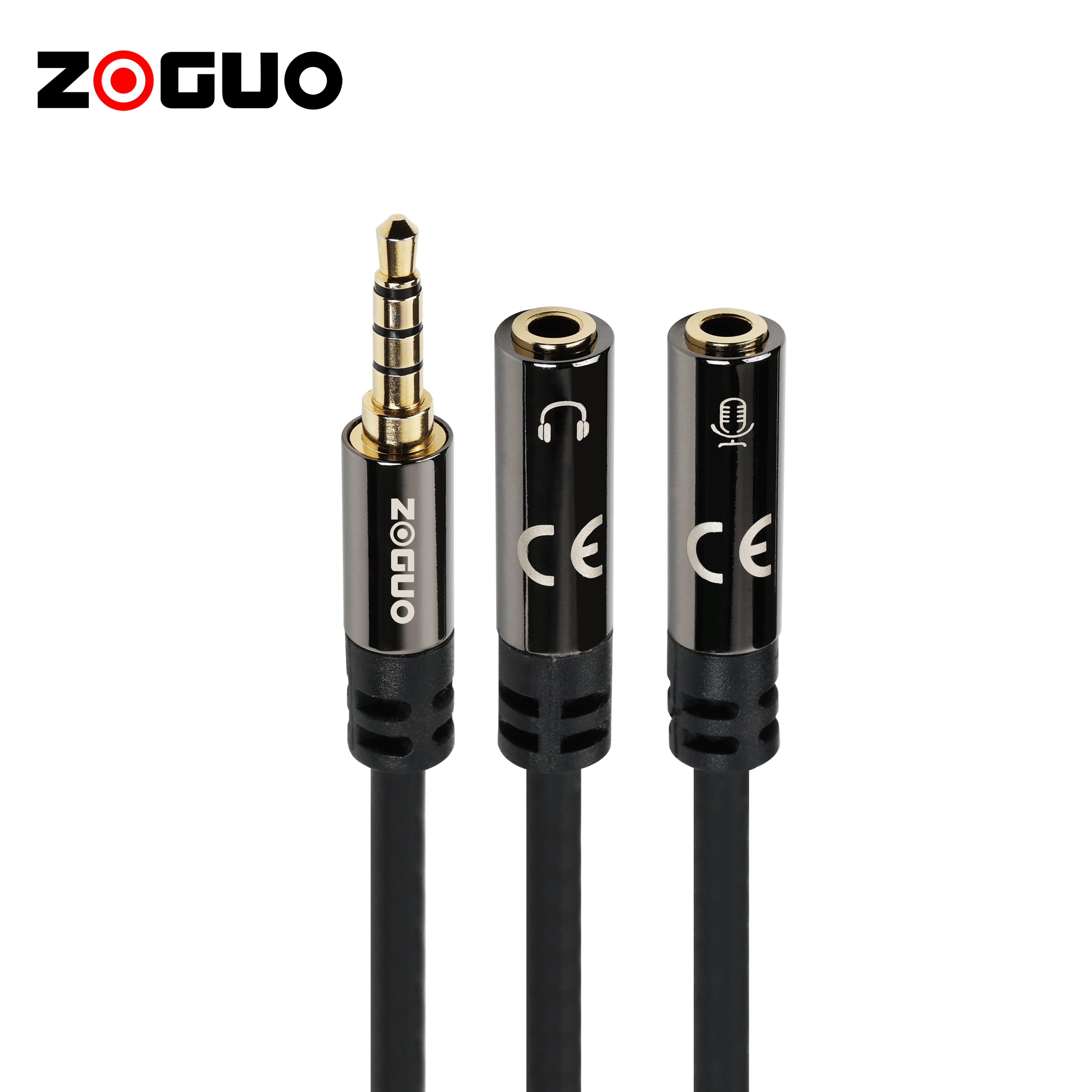 ZOGUO 3.5mm Male to Dual 3.5mm Female Headphone Splitter for Car Radio Projector Phone Speaker Gold Plated PVC Foil Shielded