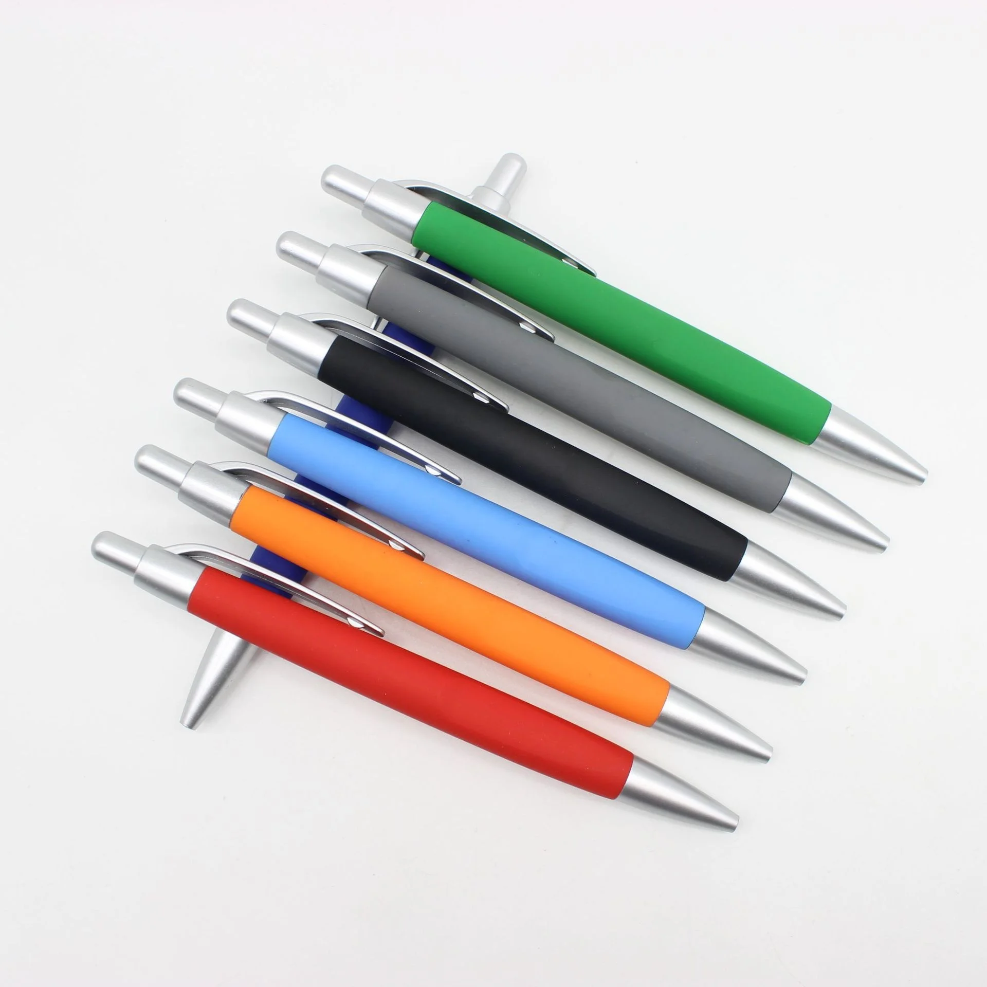 Hot stationery comfortable colorful oil based click type plastic ballpoint pen with custom logo for hotel advertising promotion