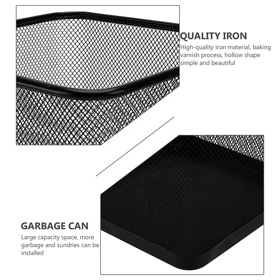 High Quality Office Bedroom Metal Wire Mesh Garbage Square Waste Bin for Home
