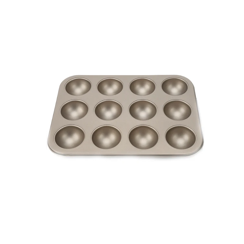 Easy Release Non-Stick Carbon Steel 12 Cup Rounded Half Ball Spheres Cupcake Muffin desserts molds Pan Tray for mini Pies Jam