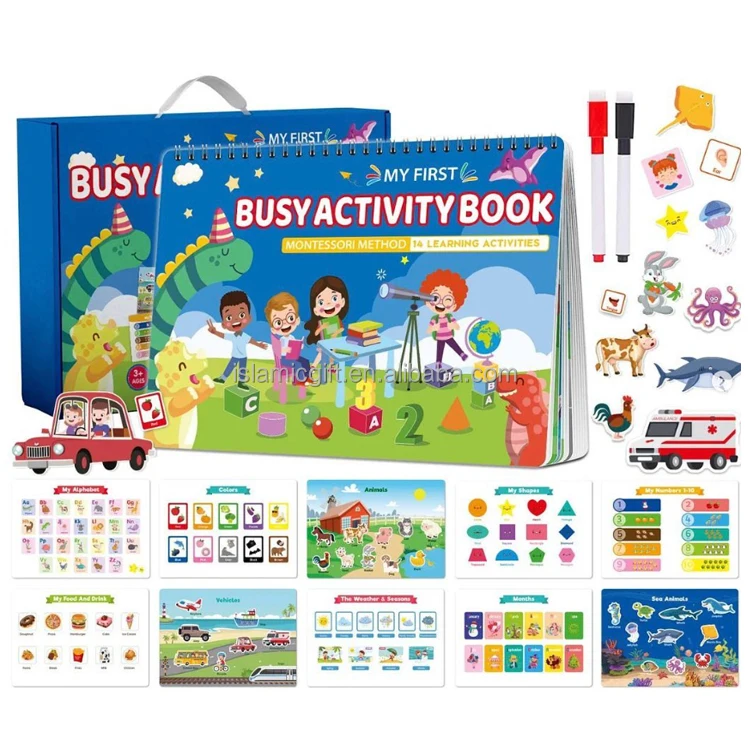 New Arrival Popular My Preschool Islam Green Coloring Busy Book Set Reuse Busy Book For Children