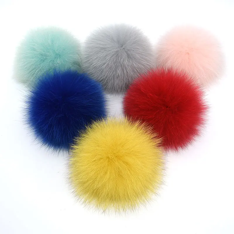 14cm Fashionable fox fur ball keychain/bag charm colorful fur pompoms