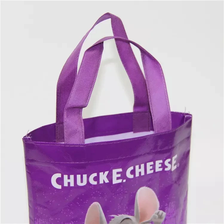100% перерабатываемая Нетканая Ламинированная Сумка-тоут для покупок фиолетового цвета с логотипом на заказ