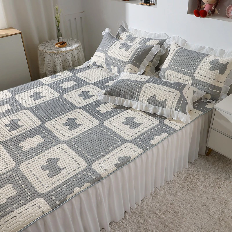 Korean Latex Cool Bed Skirt for Student Mattress Bedroom Dorm Kids Room Skirt Bed Sheets