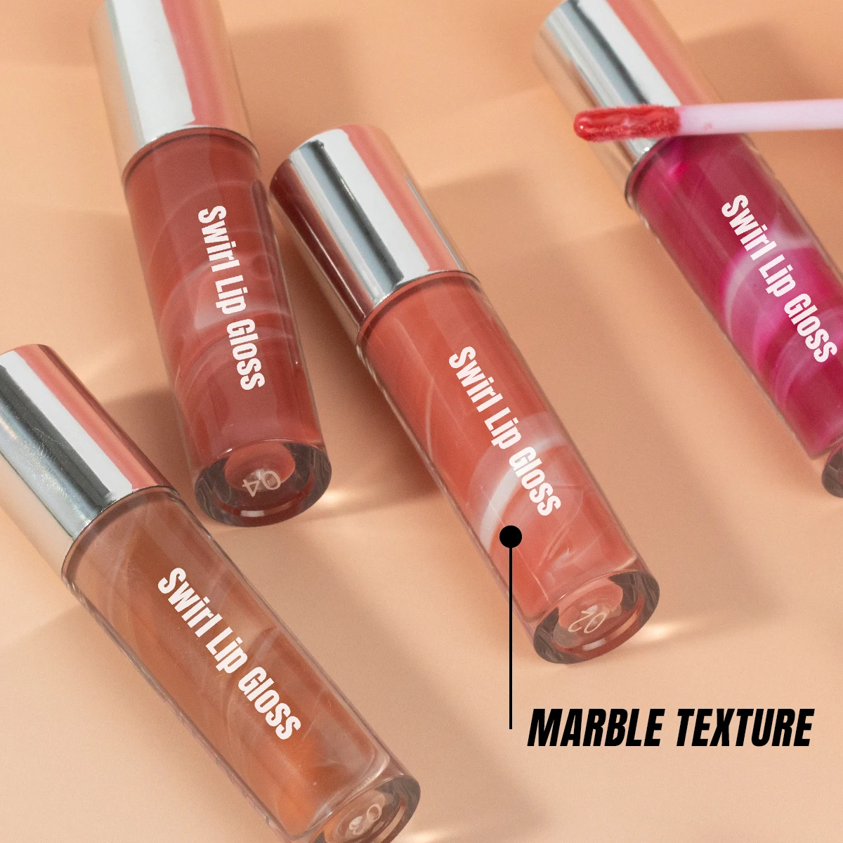 Marble Swirl Lip Gloss Oil Luxury Organic Vegan Glitter Make Up Glossy Lip Plumper Gloss Custom Lip Gloss Base Wholesale Bulk