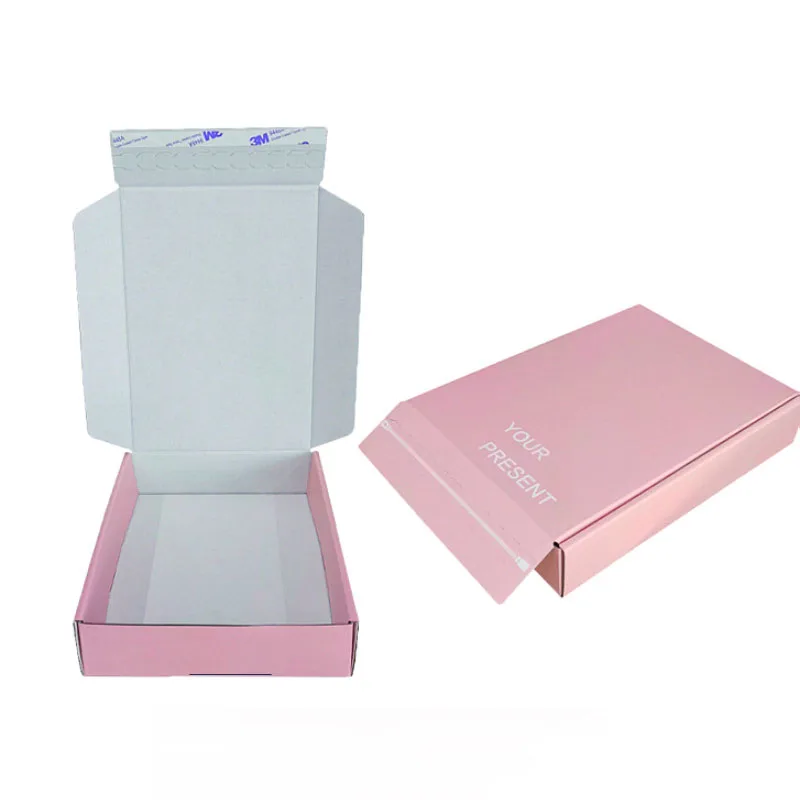 Hot Sale Shipping Box Pink Corrugated Mailer Box Of Pink Packaging Box With Zipper
