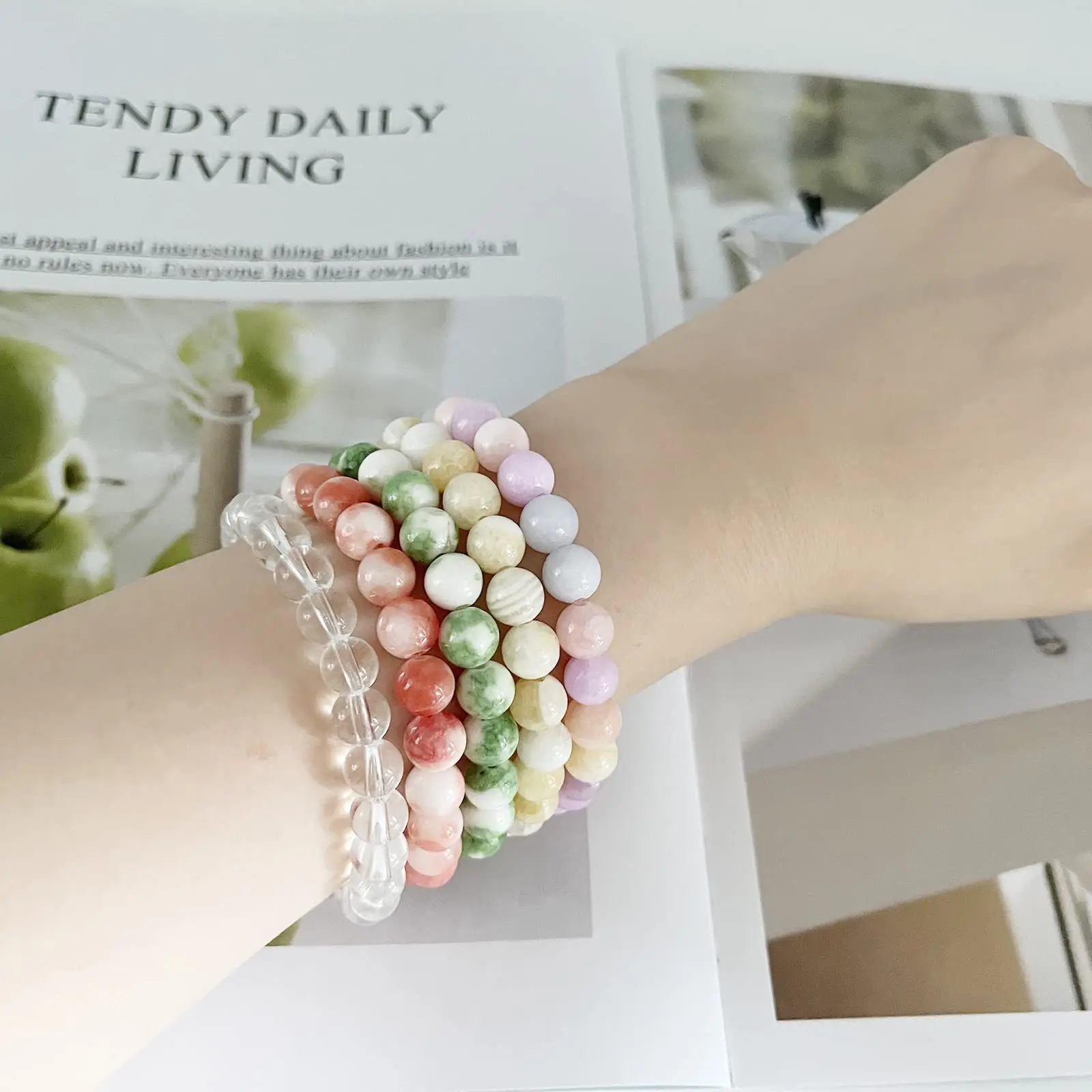 Hot Selling Vintage 8mm Beaded Bracelet Handmade Elastic Crystal Jade Healing Stone Bracelet for Women Energy Stone Bracelet Men