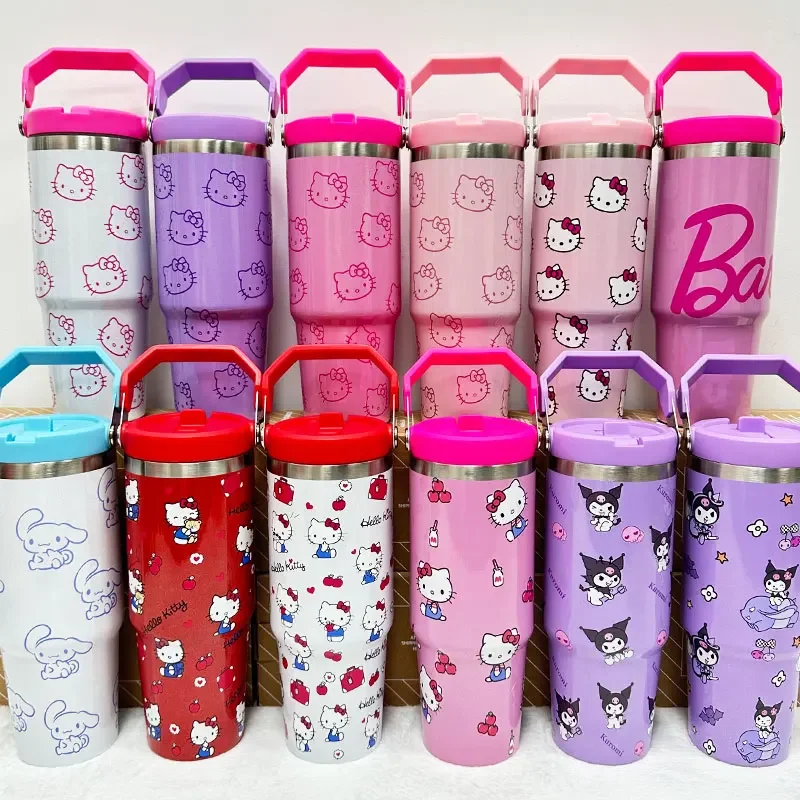 Newest anime Kawaii Cartoon Stainless Steel Tumbler Thermal Travel Mug With Handle Custom 20 30 40 oz Cup With Logo
