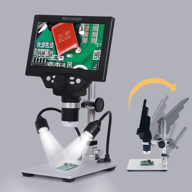 12MP LCD display continuous magnifier electron 7 Inch  electronic microscope 1200X digital microscope