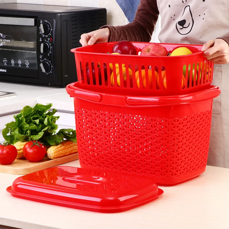 hot selling Multi-colorful New products kitchen plastic basket storage organizer basket with lid