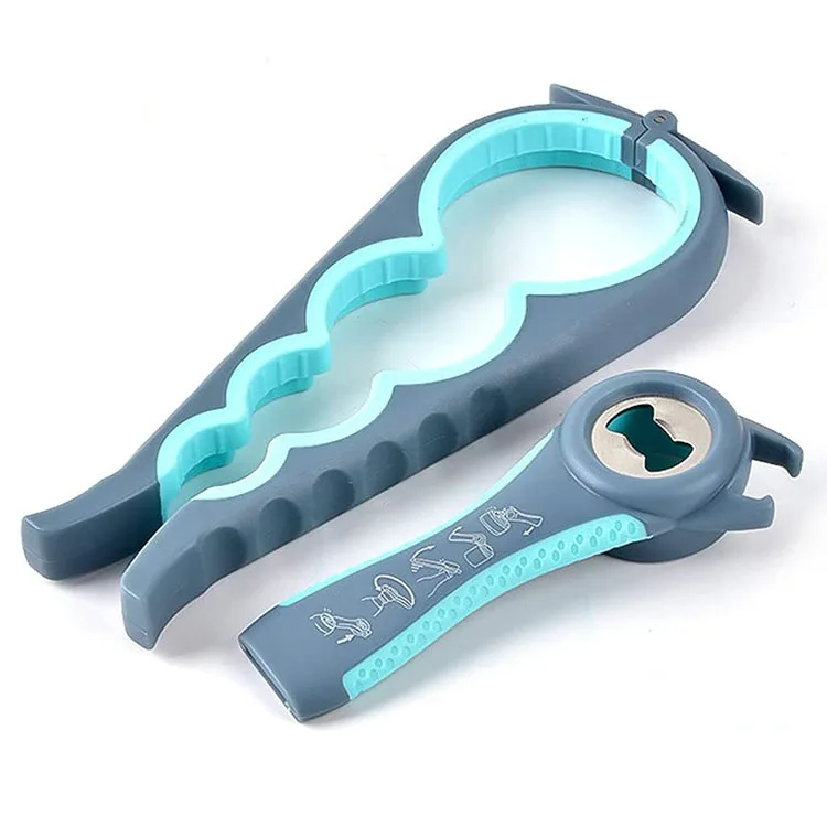 YM Jar Opener 5 in 1 Multi Function Can Opener Bottle Opener Kit with Silicone Handle Easy to Use for Children Elderly