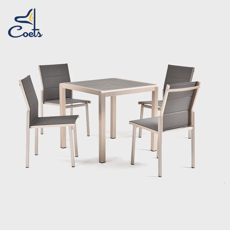 High Quality Patio restaurant furniture outdoor tables and chairs set cafe alu table garden metal dining tables and chairs
