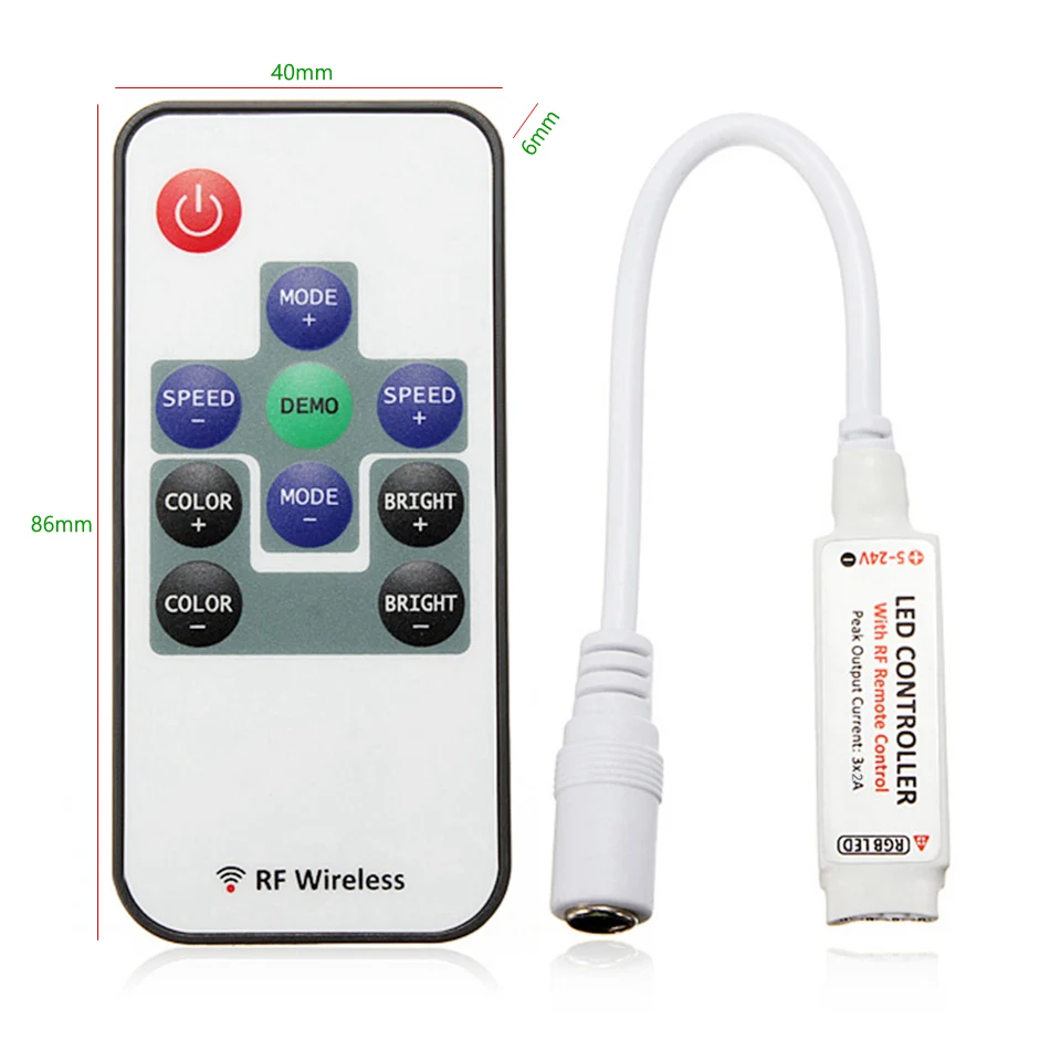 RF remote 6A Mini led Dimmer controller for rgb led strip light